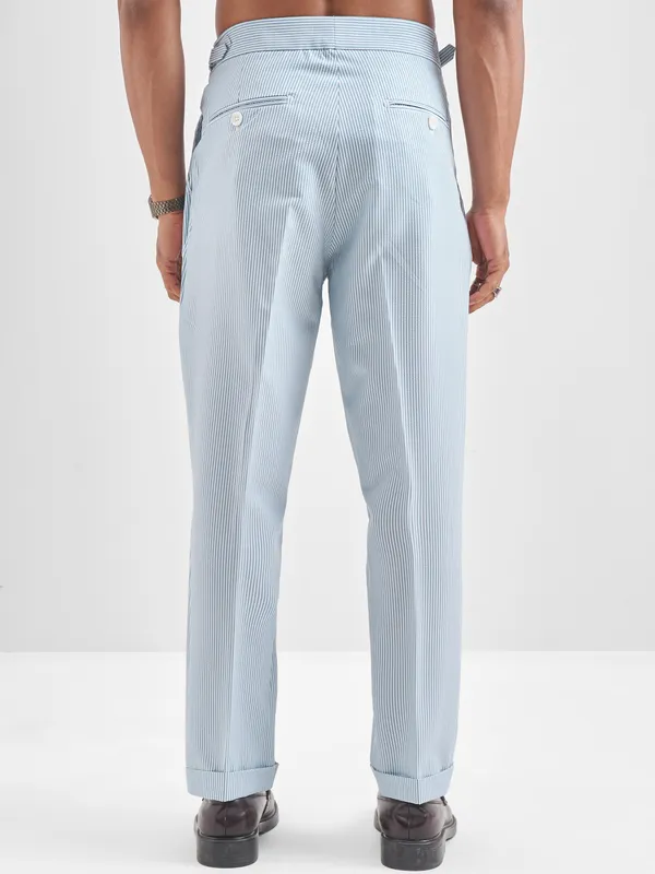 Highlander Men Blue Solid Formal Trouser