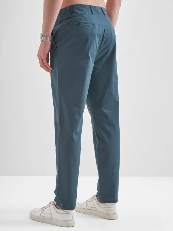 Highlander Men Blue Relaxed Fit Solid Regular Trouser