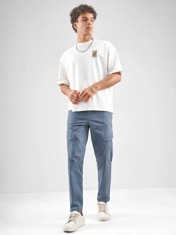 Highlander Men Blue Slim Fit Solid Regular Trouser