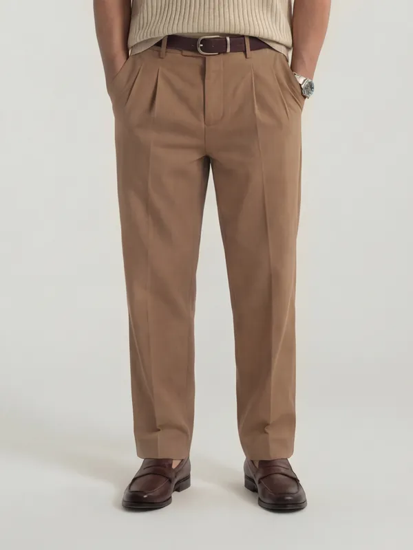 Highlander Men Brown Relaxed Fit Solid Regular Trouser