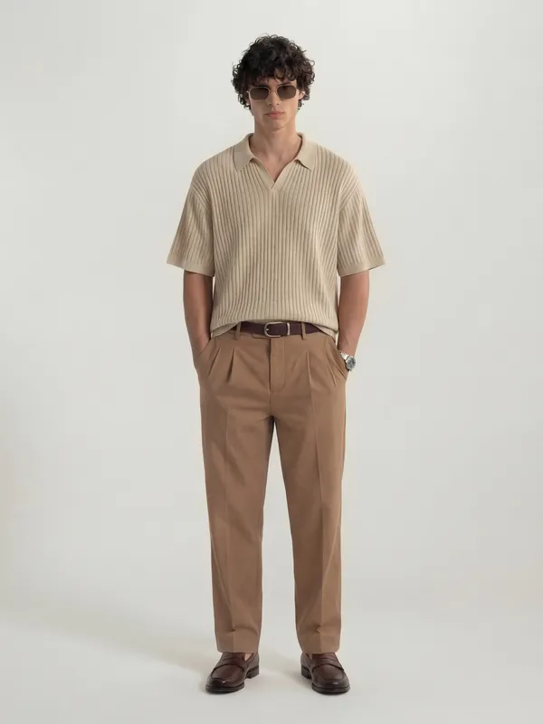 Highlander Men Brown Relaxed Fit Solid Regular Trouser