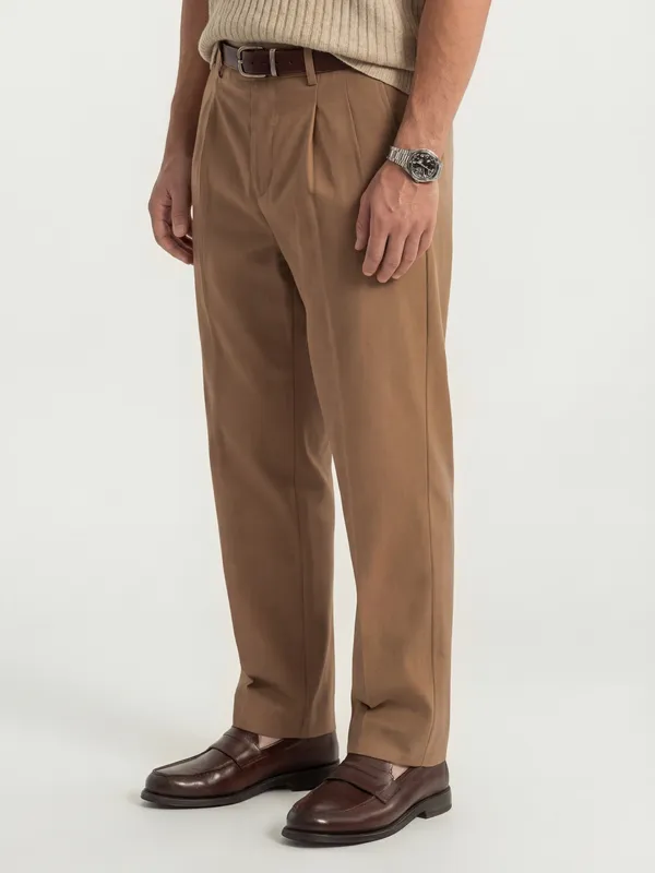 Highlander Men Brown Relaxed Fit Solid Regular Trouser