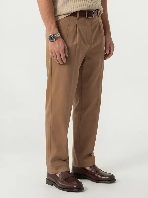 Highlander Men Brown Relaxed Fit Solid Regular Trouser