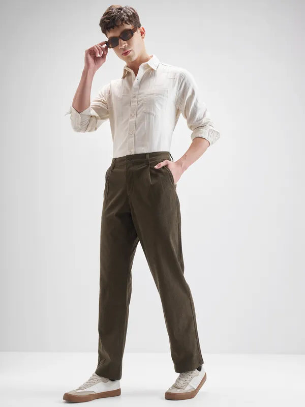 Highlander Men Brown Loose Fit Solid Regular Trouser