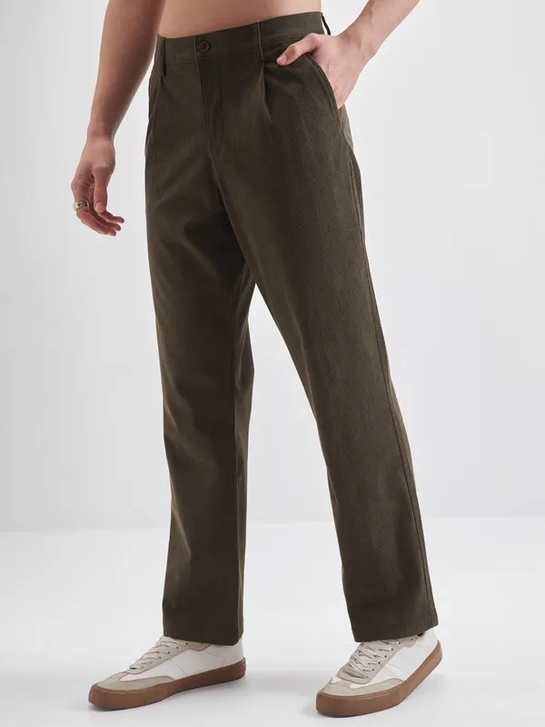 Highlander Men Brown Loose Fit Solid Regular Trouser