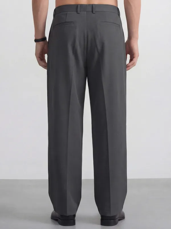 Highlander Men Grey Wide Leg Solid Regular Trouser