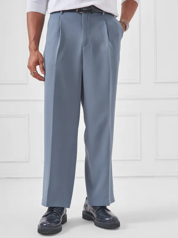 Highlander Men Blue Wide Leg Solid Regular Trouser