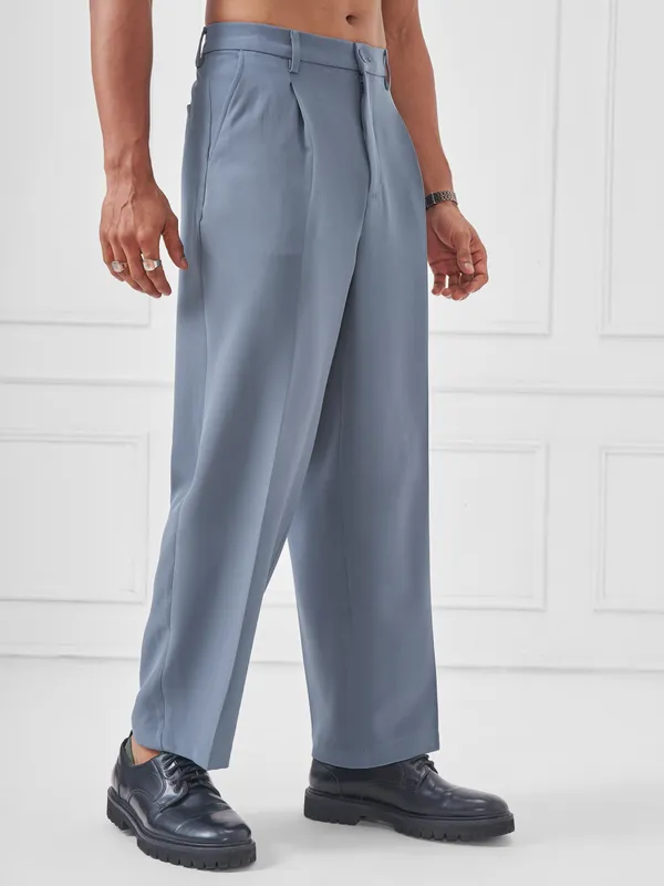 Highlander Men Blue Wide Leg Solid Regular Trouser