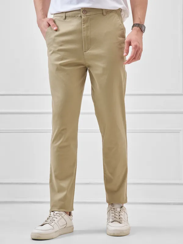 Highlander Men Brown Slim Fit Solid Regular Trouser