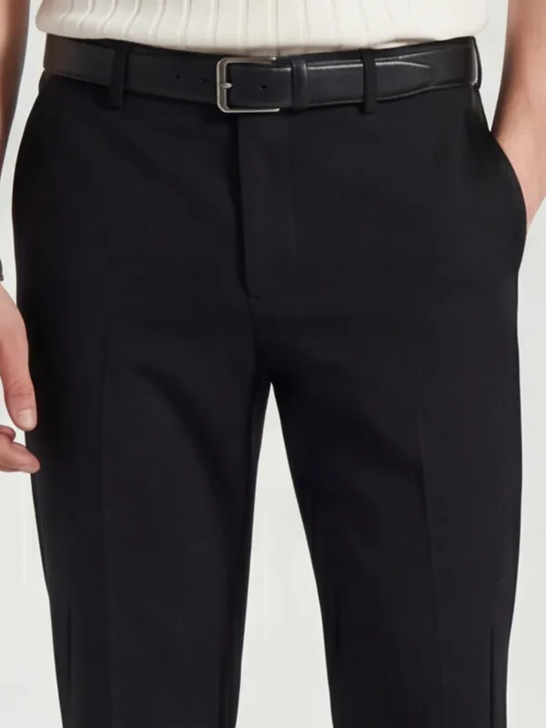 Highlander Men Black Slim Fit Solid Formal Trouser