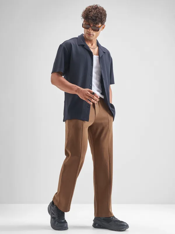 Highlander Men Brown Relaxed Fit Solid Regular Trouser