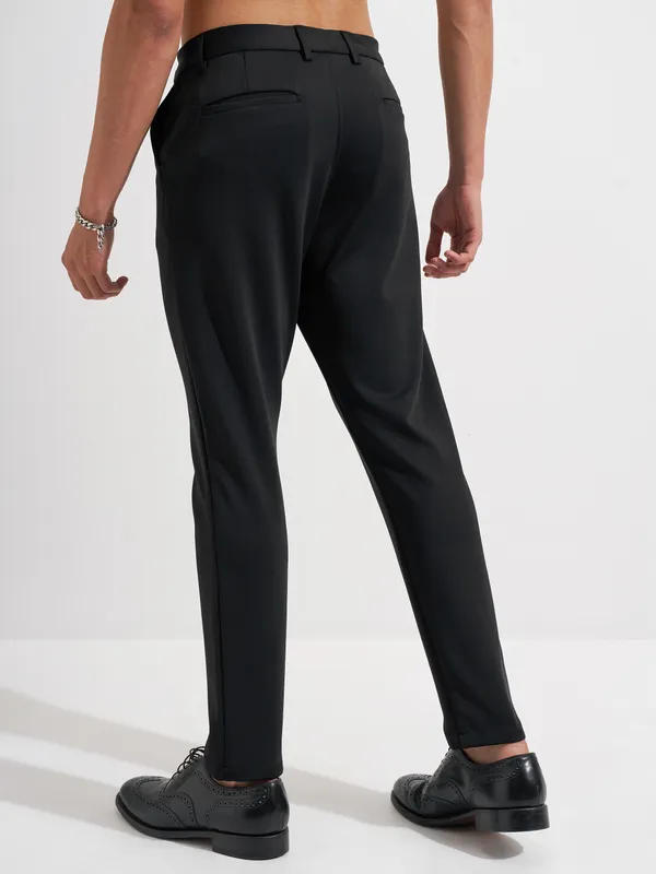 Highlander Men Black Slim Fit Solid Formal Trouser
