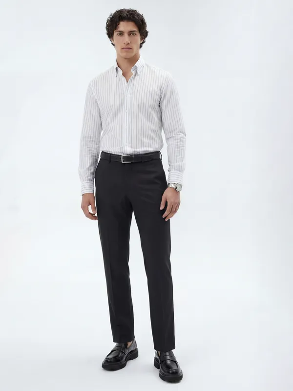 Highlander Men Black Slim Fit Solid Formal Trouser