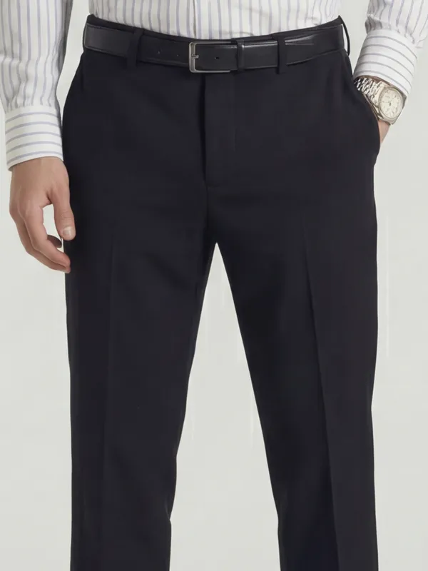 Highlander Men Charcoal Slim Fit Solid Formal Trouser