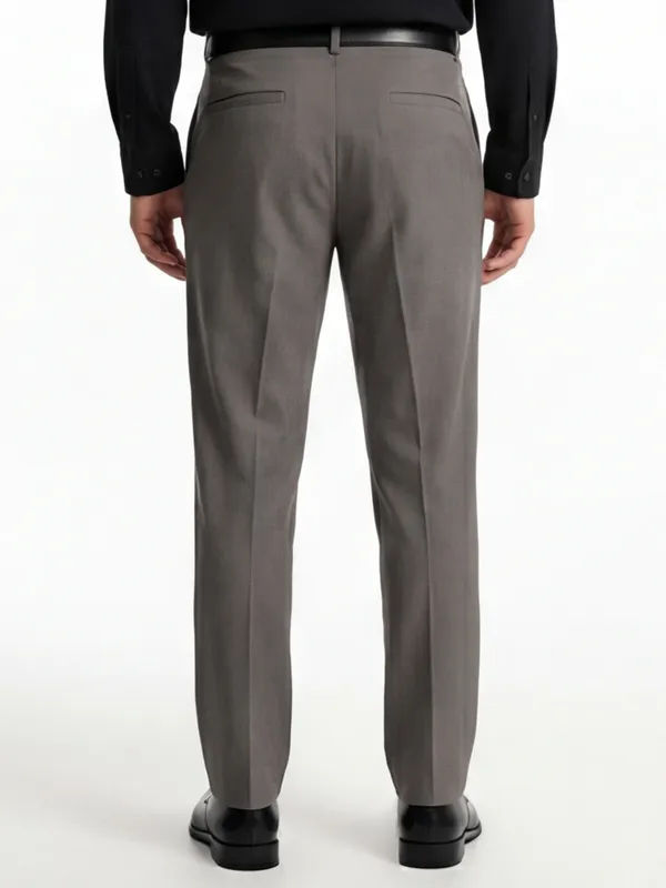 Highlander Men Grey Slim Fit Solid Formal Trouser