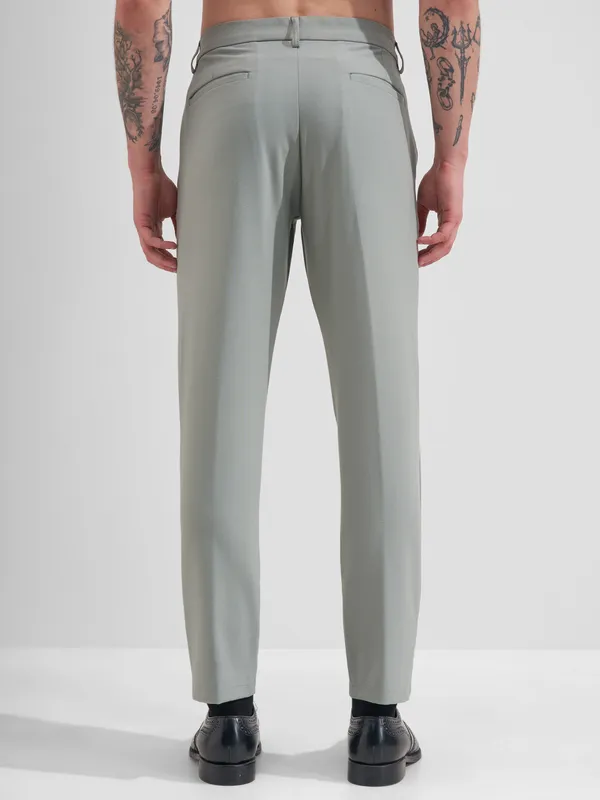 Highlander Men Grey Slim Fit Solid Formal Trouser