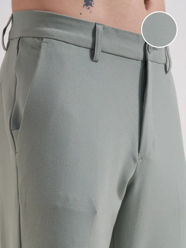 Highlander Men Grey Slim Fit Solid Formal Trouser