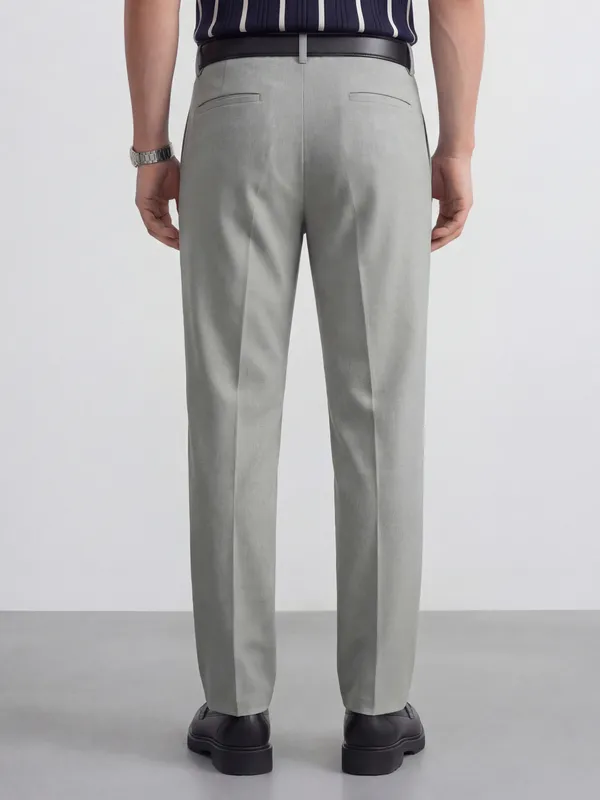 Highlander Men Grey Slim Fit Solid Formal Trouser