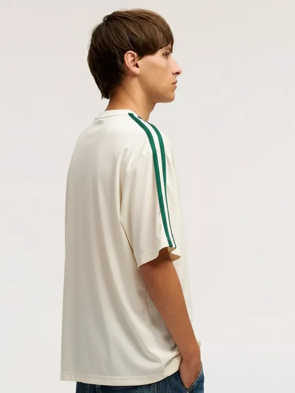 Highlander Men Cream Printed Round Neck Oversized Fit T-Shirt