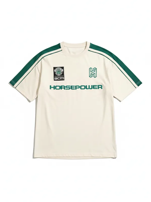 Highlander Men Cream Printed Round Neck Oversized Fit T-Shirt