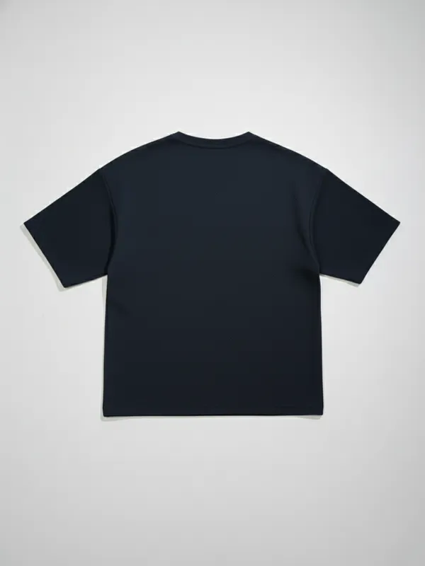 Highlander Men Navy Blue Self Design Round Neck Oversized Fit T-Shirt