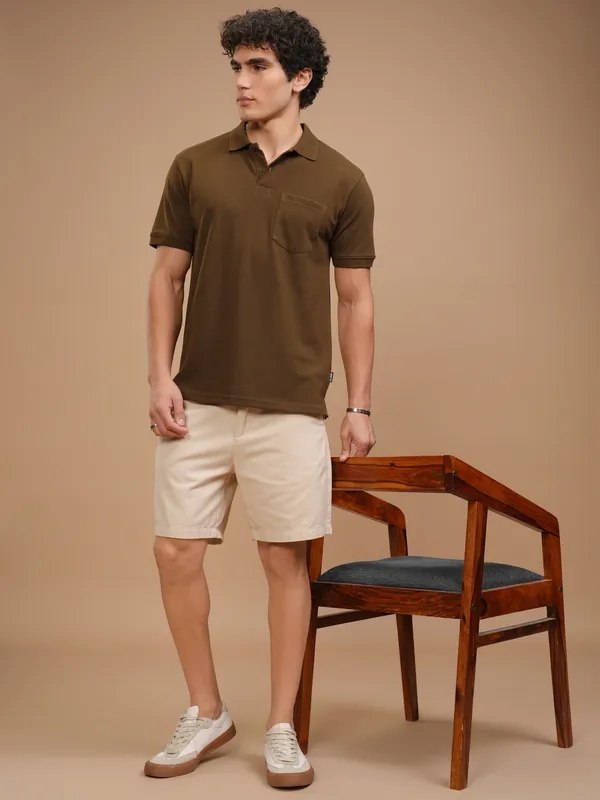 Solid Polo Collar T-Shirt