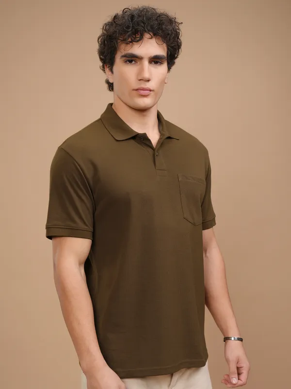 Solid Polo Collar T-Shirt