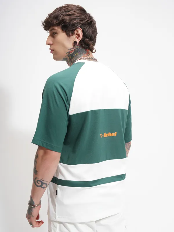 Highlander Men White Printed Round Neck Oversized Fit T-Shirt