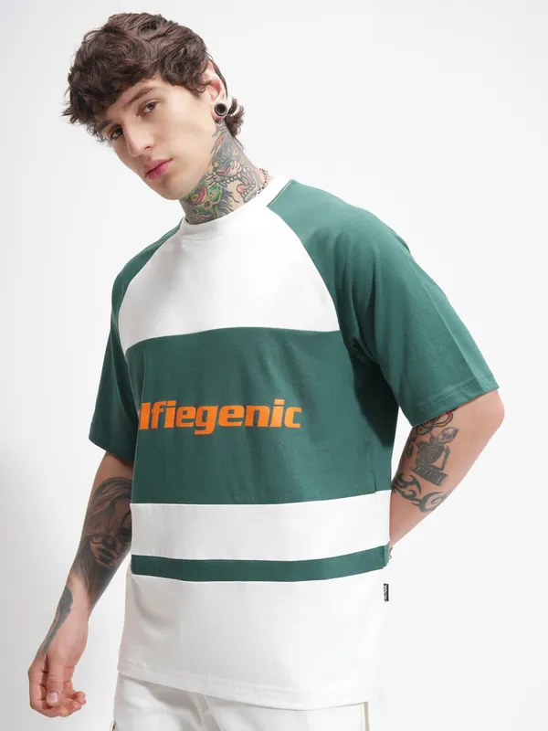 Highlander Men White Printed Round Neck Oversized Fit T-Shirt