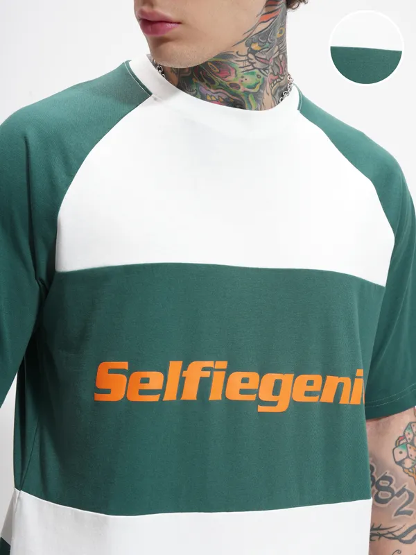 Highlander Men White Printed Round Neck Oversized Fit T-Shirt