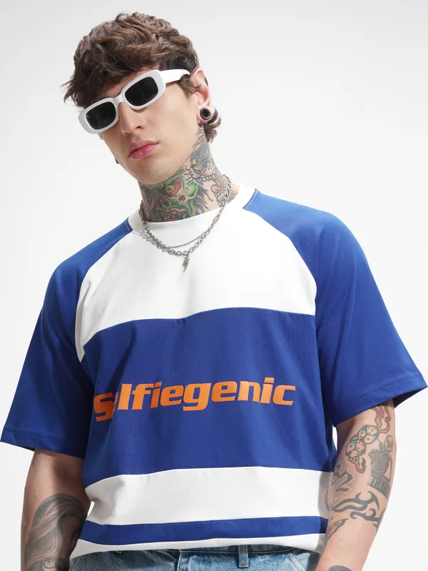 Highlander Men White Printed Round Neck Oversized Fit T-Shirt