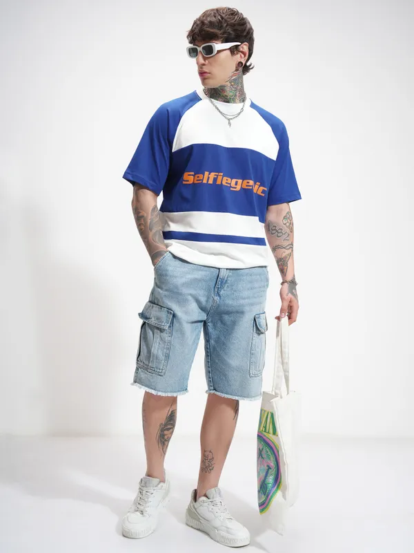 Highlander Men White Printed Round Neck Oversized Fit T-Shirt