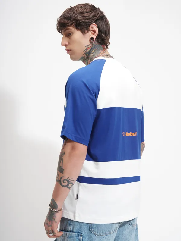 Highlander Men White Printed Round Neck Oversized Fit T-Shirt