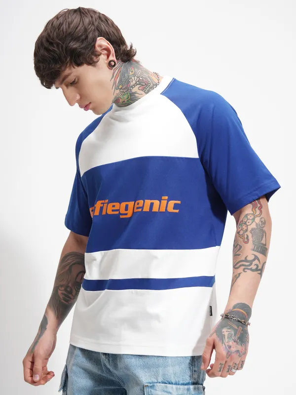 Highlander Men White Printed Round Neck Oversized Fit T-Shirt