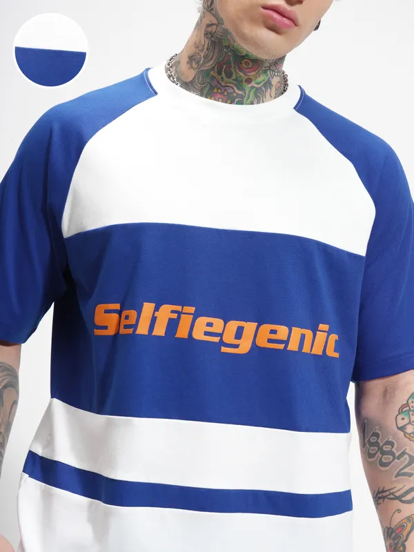 Highlander Men White Printed Round Neck Oversized Fit T-Shirt