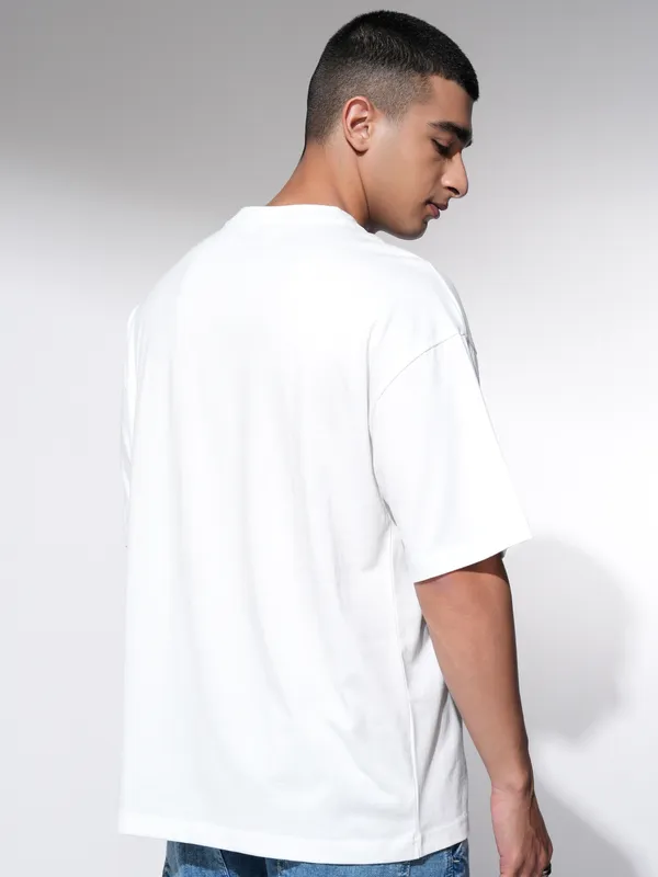 Men Printed Round Neck Oversized Fit T-Shirt