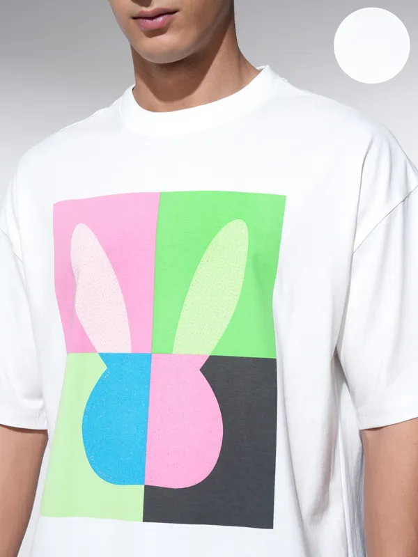 Men Printed Round Neck Oversized Fit T-Shirt