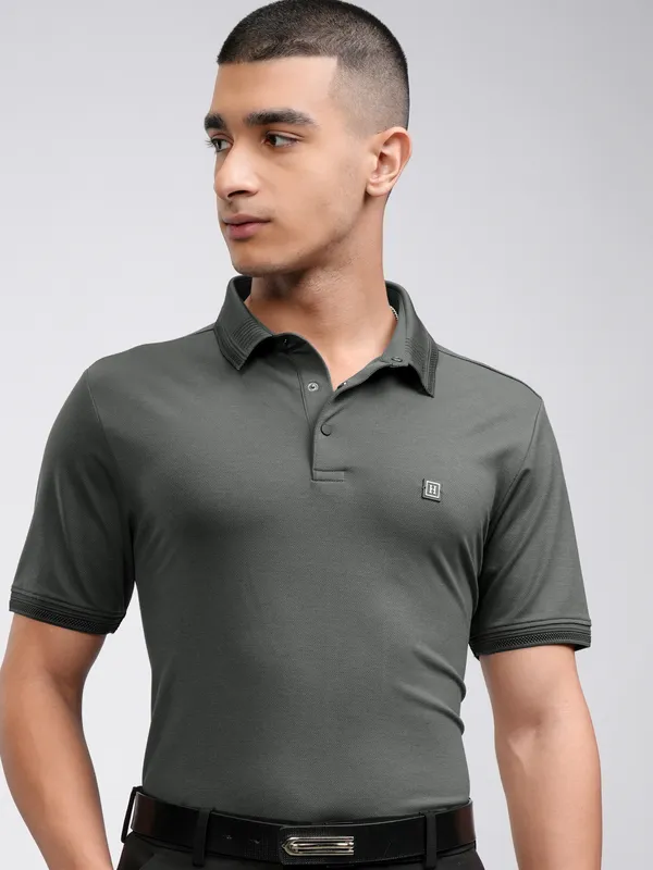 Self Design Polo Collar T-Shirt