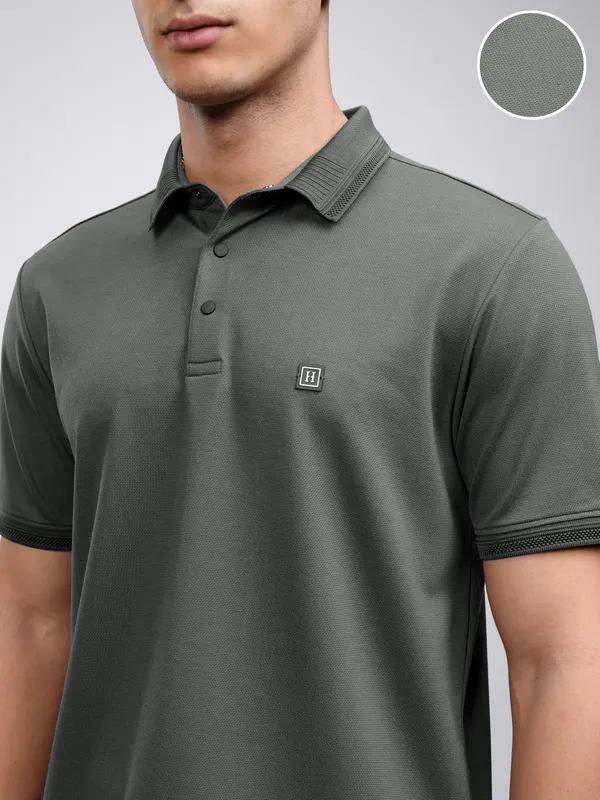 Self Design Polo Collar T-Shirt