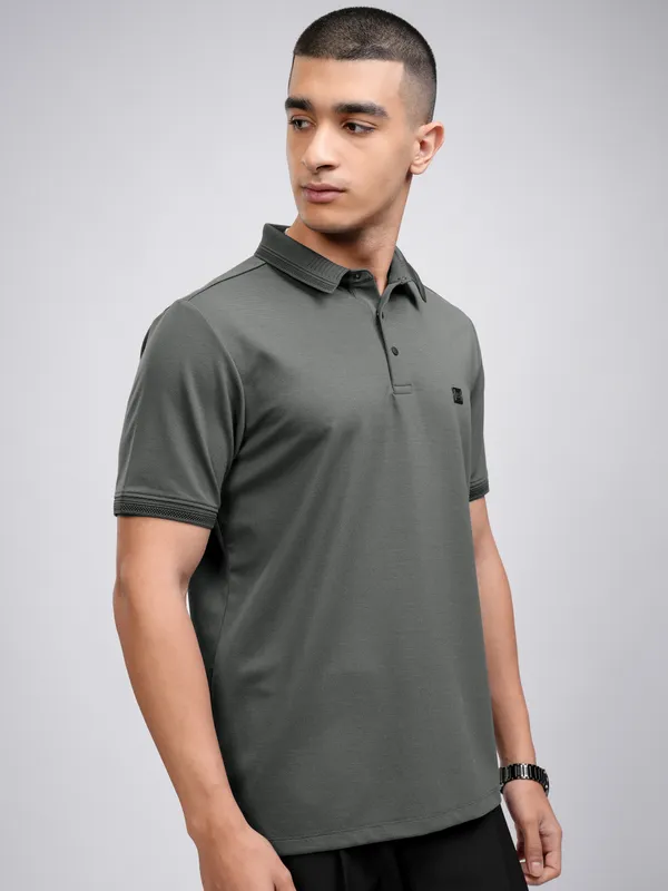 Self Design Polo Collar T-Shirt