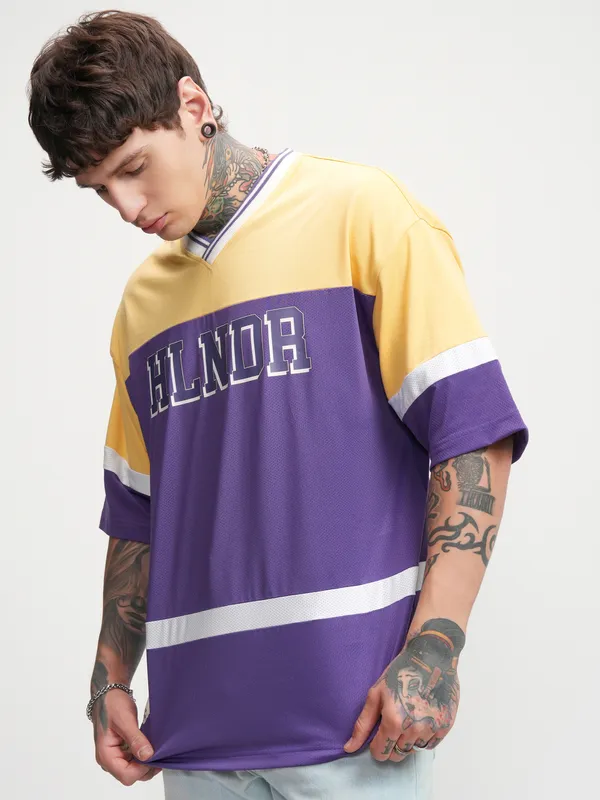 Highlander Men Yellow Printed Oversized Fit T-Shirt