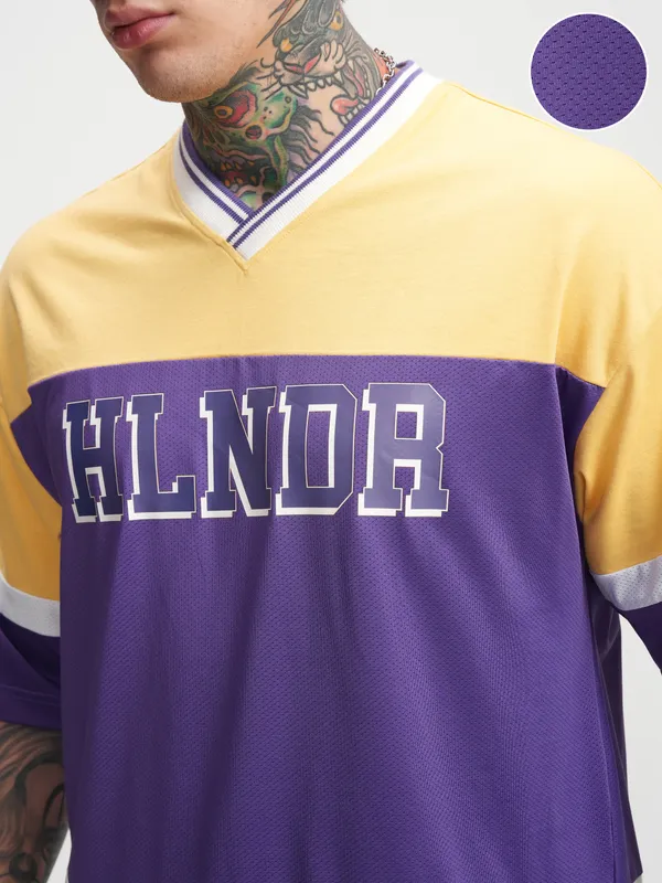Highlander Men Yellow Printed Oversized Fit T-Shirt