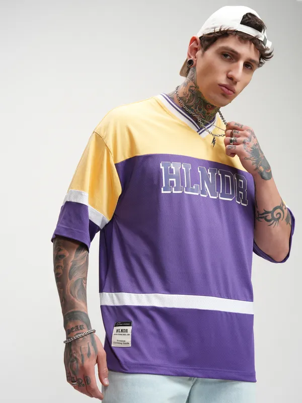 Highlander Men Yellow Printed Oversized Fit T-Shirt