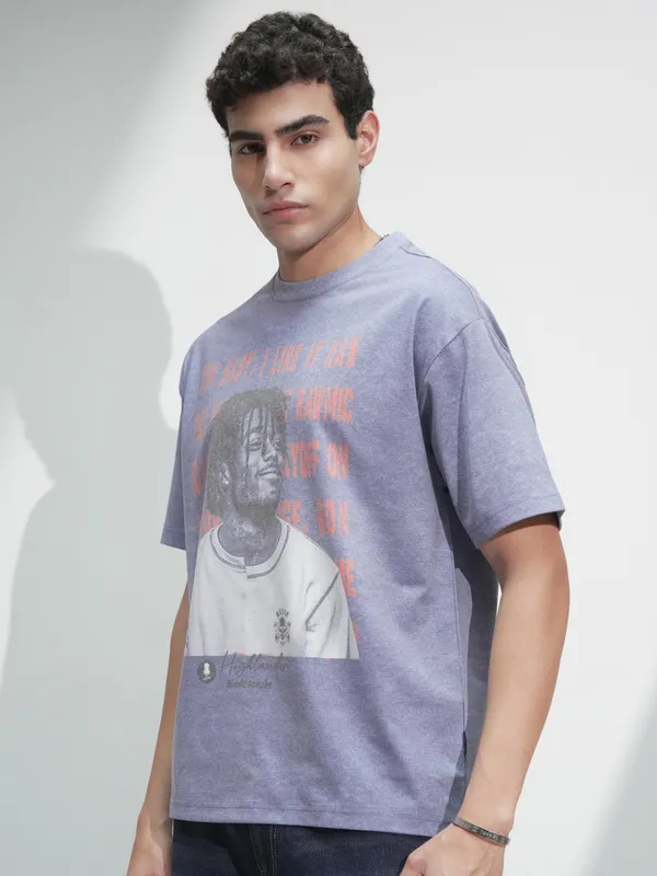 Men Printed Round Neck Relaxed Fit T-Shirt