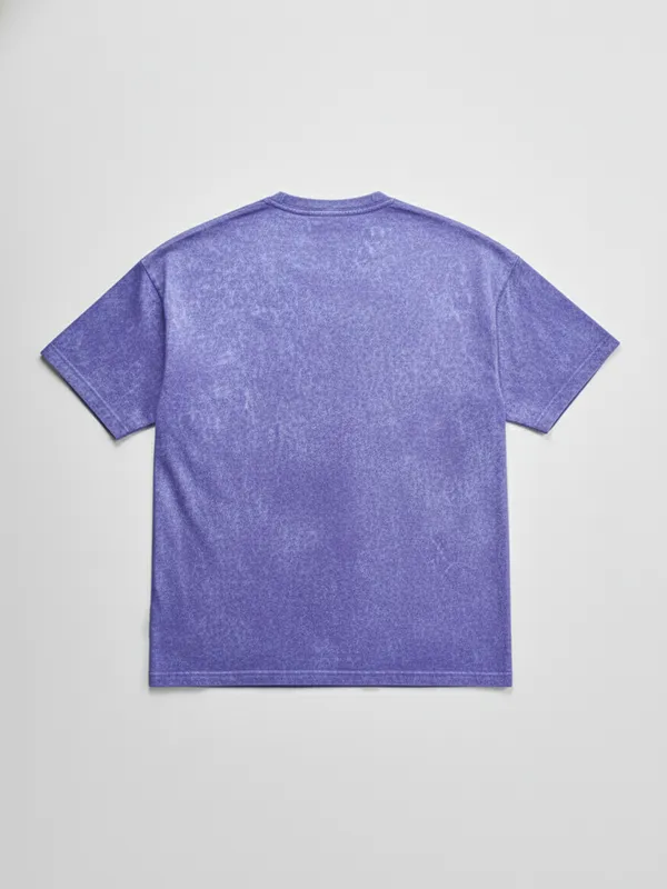 Highlander Men Blue Printed Round Neck Oversized Fit T-Shirt