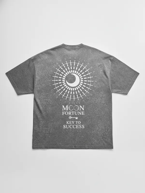 Highlander Men Black Printed Round Neck Oversized Fit T-Shirt