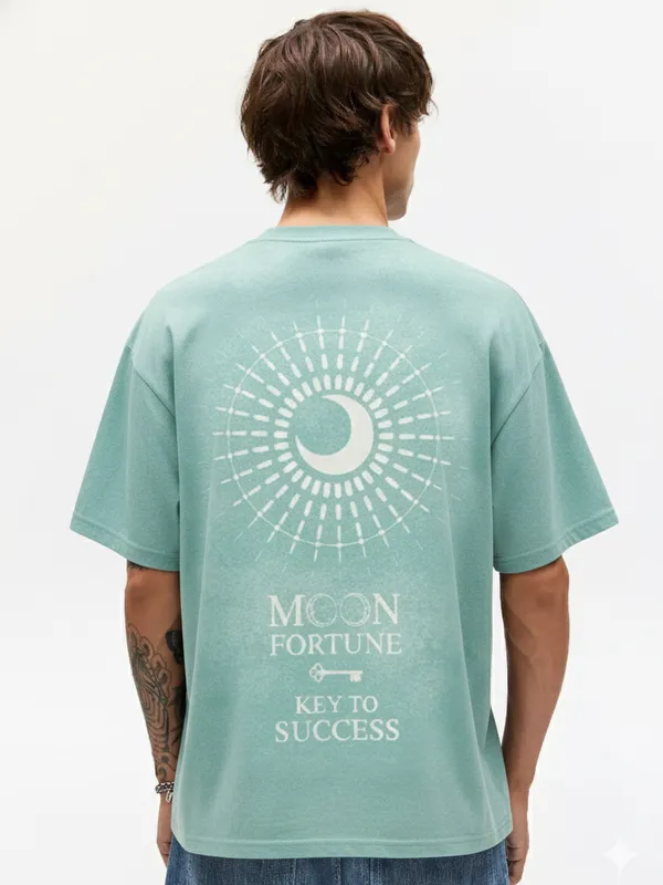 Highlander Men Green Printed Round Neck Oversized Fit T-Shirt