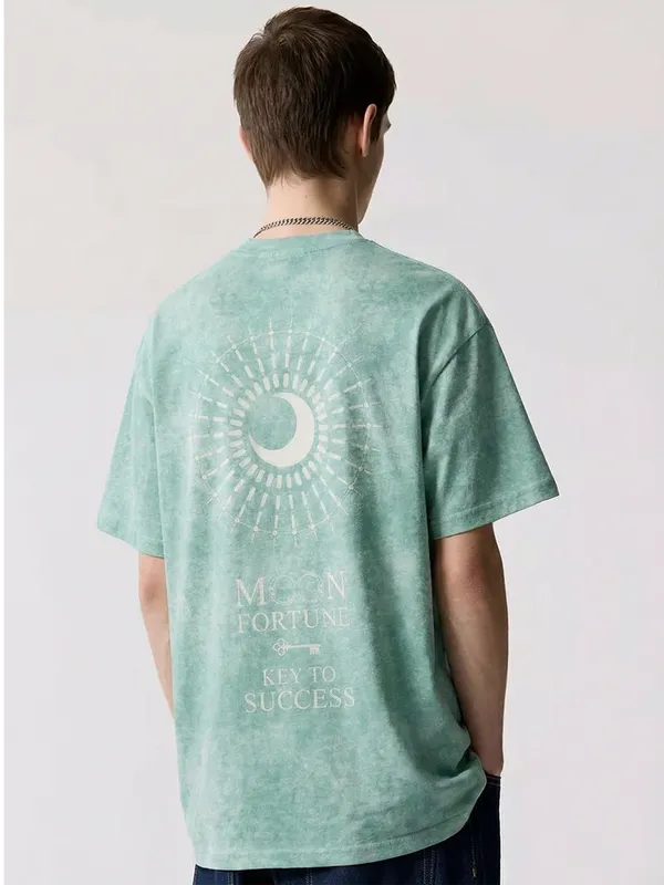 Highlander Men Green Printed Round Neck Oversized Fit T-Shirt