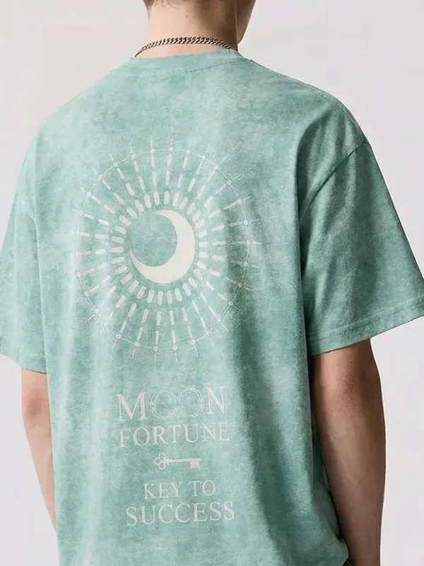 Highlander Men Green Printed Round Neck Oversized Fit T-Shirt