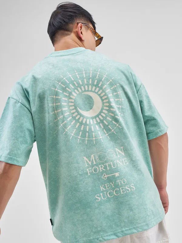 Men Printed Round Neck Oversized Fit T-Shirt